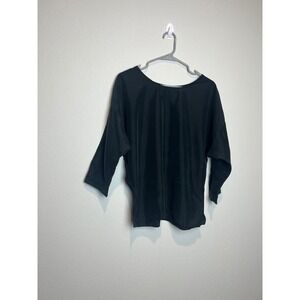 La Garconne Moderne Blouse Womens XS Black Boat Neck 3/4 Sleeve Relaxed Top